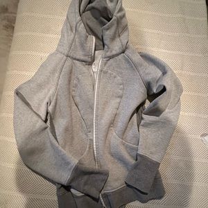 Lululemon grey and white striped scuba zip hoodie size 8